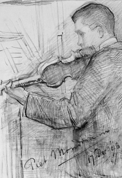 F.H. Mondriaan Playing the Violin by Piet Mondrian